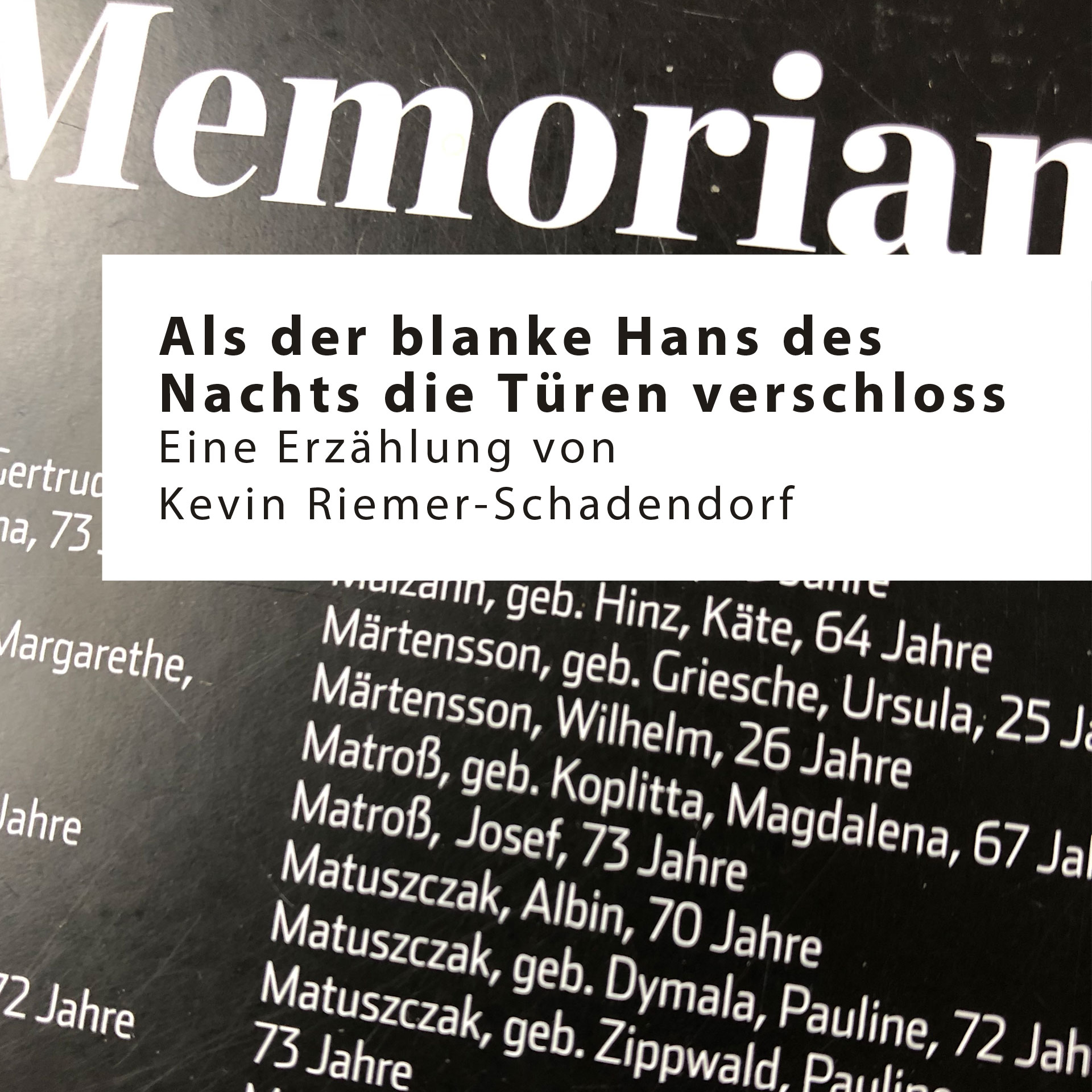 Erzählung von Kevin Riemer-Schadendorf